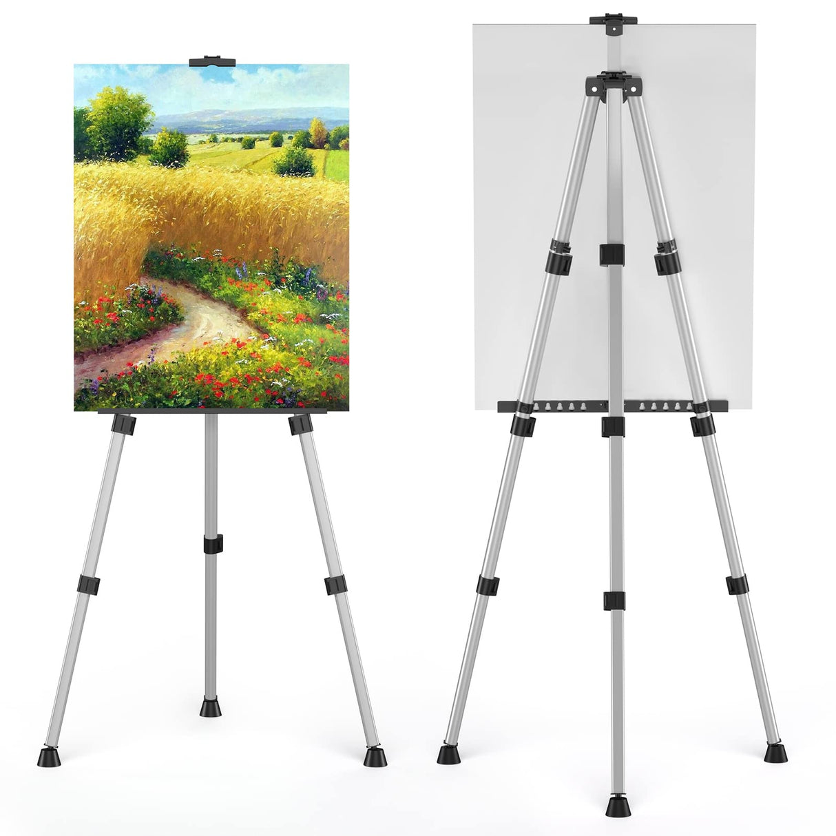 Art Painting Display Easel Stands - Portable Adjustable Aluminum Metal Tripod Artist Easels with Bags, Height from 17" to 66", Extra Sturdy for abitcha