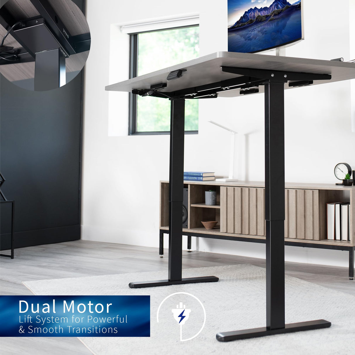 VIVO Electric Stand Up Desk Frame, DIY Workstation, Frame Only, Dual Motor Ergonomic Standing Height Adjustable Base with Memory Controller, Black, VIVO