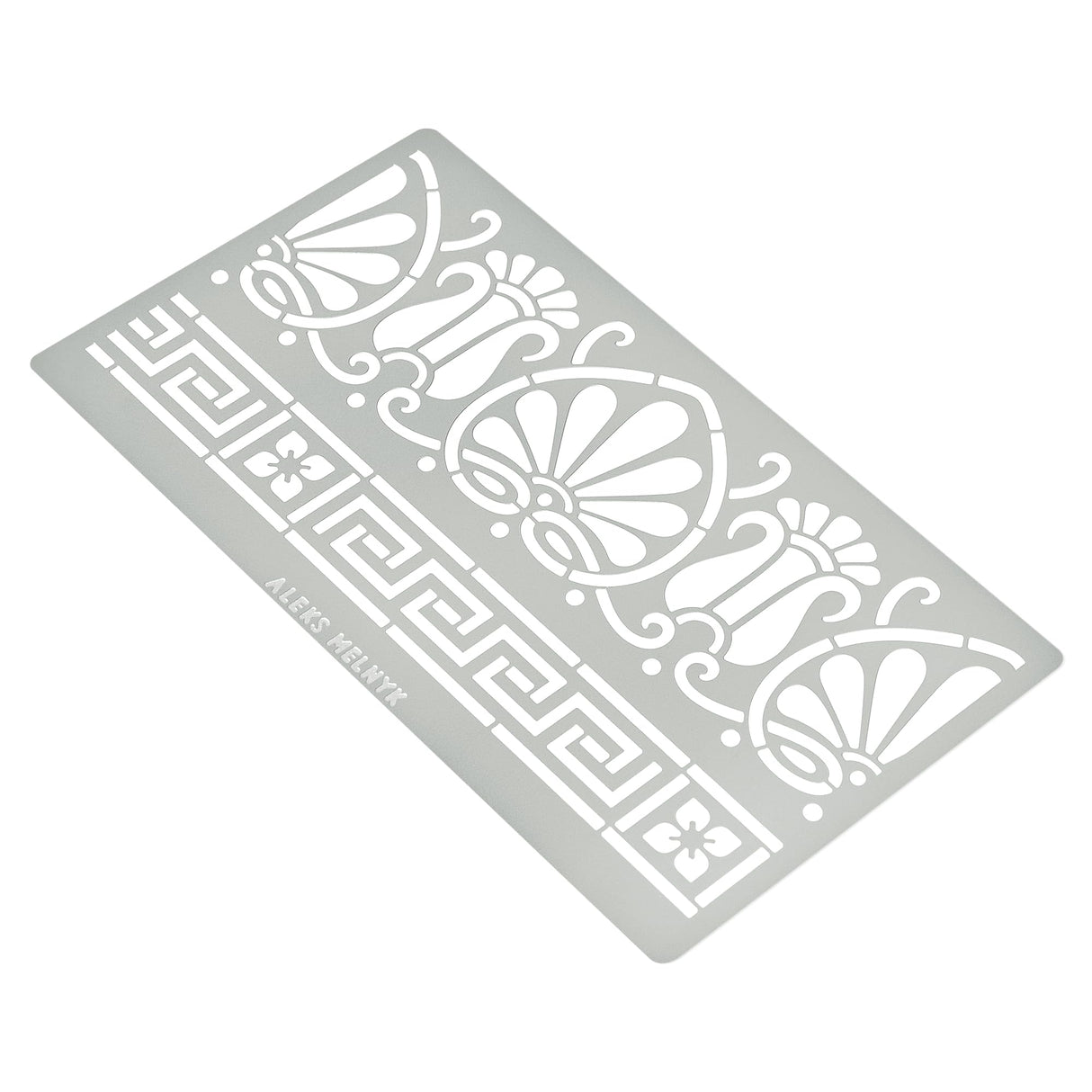 Aleks Melnyk No.328 Metal Stencil, Ancient Greek Fret and Roman Ornament, Meander, Palmette Motif, Border, Patterns, Small Stencil, 1 PC, Template Aleks Melnyk