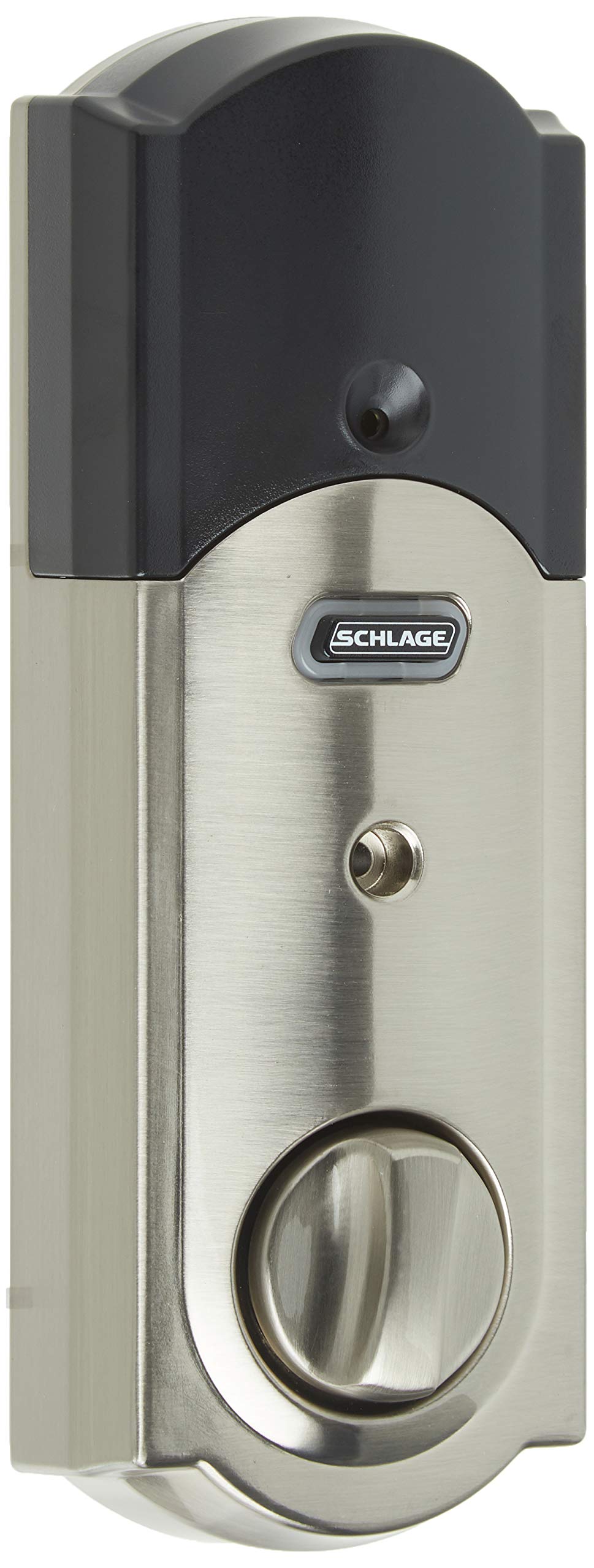SCHLAGE Z-Wave Connect Camelot Touchscreen Deadbolt with Built-In Alarm, Satin Nickel, BE469 CAM 619, Works with Alexa via SmartThings, Wink or Iris SCHLAGE
