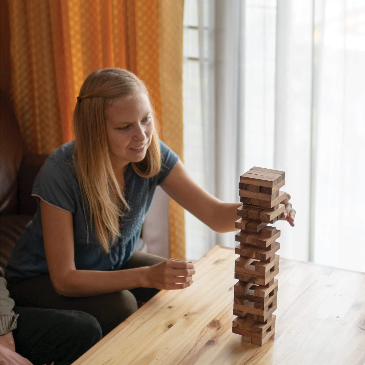 BSIRI Wood Tumbling Tower Game - Ideal for Party Games, Camping Games, Outdoor Games for Adults and Family, Classic Stacking Block Games for BSIRI