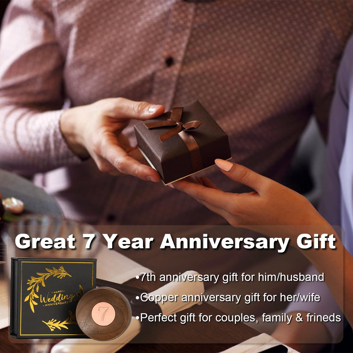 7 Year Anniversary for Him Husband Gift - Copper Gifts for 7th Anniversary for Men, Copper Anniversary for Couples Gifts for Her, Hand Made Mini UniArea