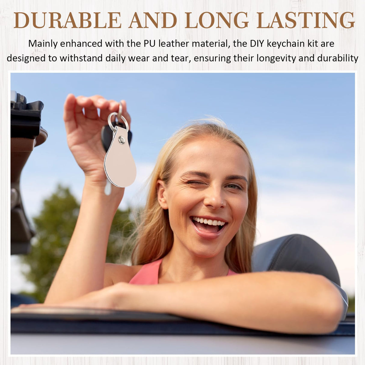 Geetery 100 Pcs PU Leather Key Fob Kit Blanks Key Fob Bulk with Rivets Key Rings DIY for Laser Engraving(Colorful) Geetery