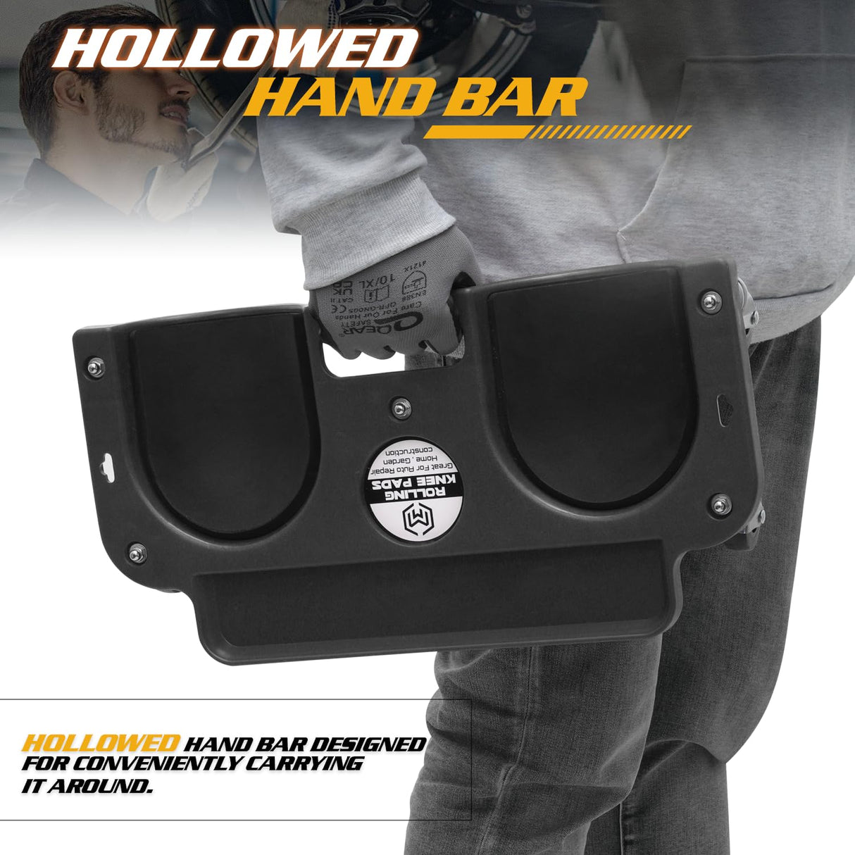 Magshion Knee Creeper on Wheels, Rolling Knee Pads with 5 Swivel Castors for Garage Workshop, Auto Repairing and Garden, 10x20 Inch Knee Roller with Magshion