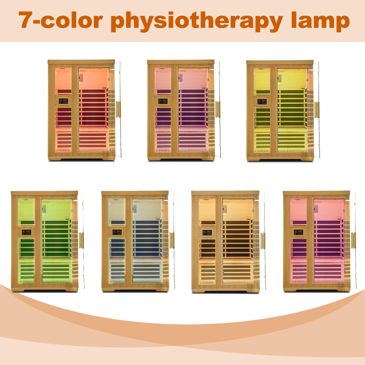 2 Person Far Infrared Home Sauna,Hemlock Wood Dry sauna Box,1750W 7 Carbon Crystal Heating Panels Indoor Sauna Room, Personal Sauna Hot Yoga DWKWE