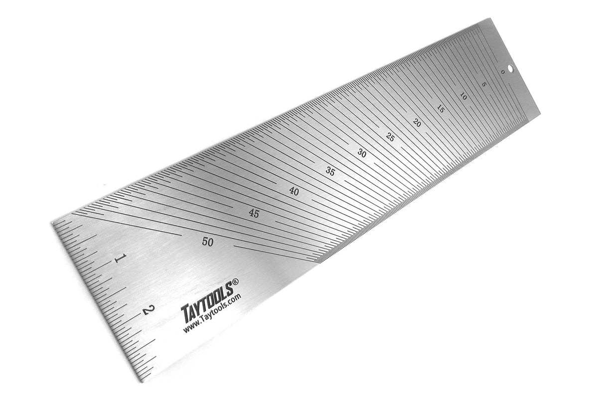 Taytools Bevel Setting Gauge for Use with Sliding Bevel Gauge Size Stainless Steel 0-50 Degrees in 1/4 Degrees Increments Center Finding Ruler Depth Taytools