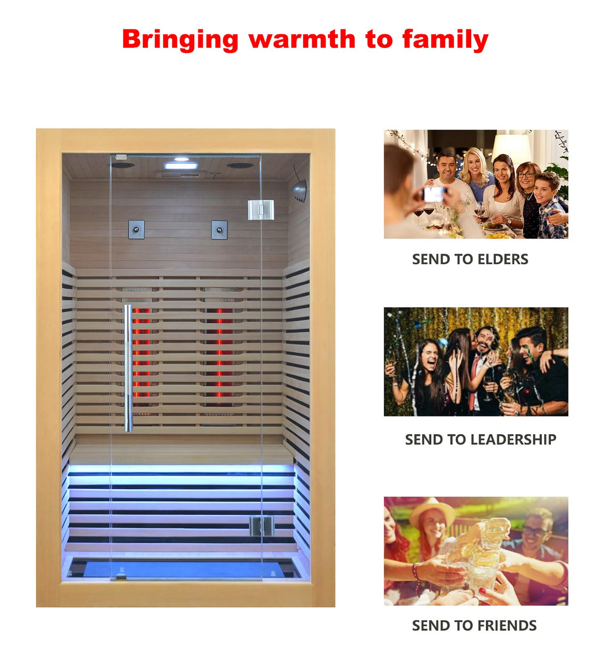Infrared Sauna Room Wooden Canadian Hemlock Low EMF 2-3 Person 2080W Full Spectrum Sauna Room, Personal Home Spa Carbon Heater Sauna, WoodArtSupply