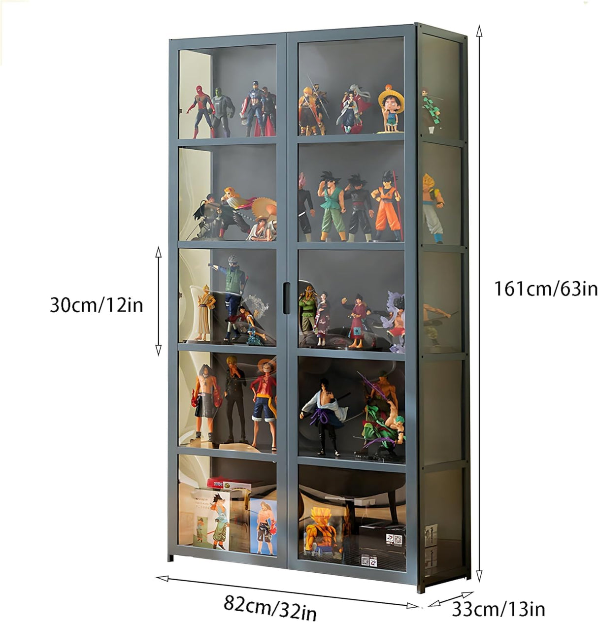 Curio Display Cabinet, Storage Cabinet with 5-Tier Storage Shelves, Display Case with Acrylic Cabinet Door, Toy Organizers Rack & Display Shelf QEWYHGRY