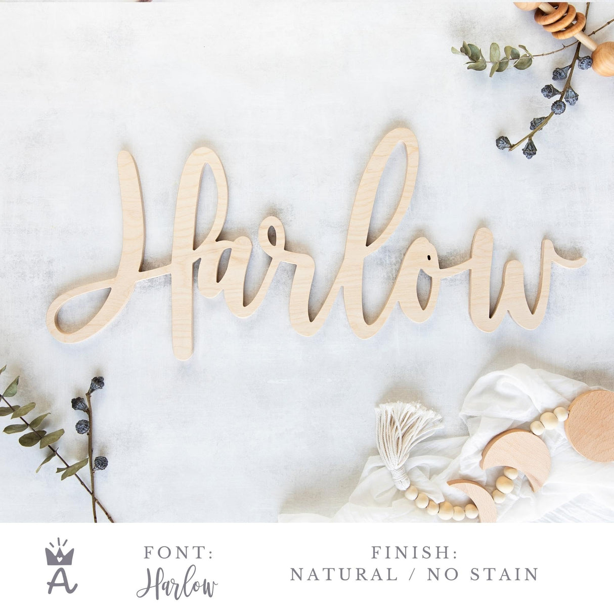 Custom Wood Name Sign for Nursery or Kids Room | Instant Font Preview + Multiple Styles Available Unpainted, Painted, or Stained | Personalized Baby Adoren