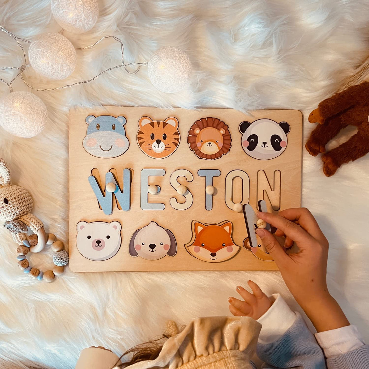 Name Puzzle for Kids Personalized, Easter Basket Stuffers for Toddler, with Gift Wrapping and Customizable Blessing on The Back PUREFLY