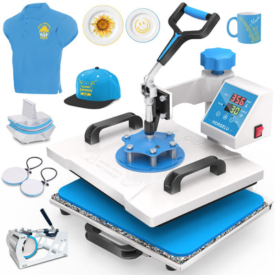 HORGELU 5 in 1 Heat Press Machine 12x15 Inch Heat Transfer Machine 360-Degree Swing Away Multifunction Digital Sublimation Combo Heat Press for T