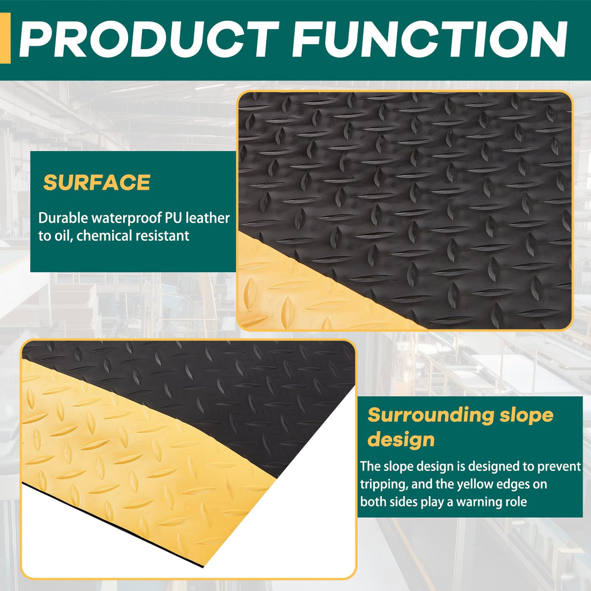 Timgle 2 Pcs Industrial Anti Fatigue Floor Mat 2.6 x 1.6 ft Anti Fatigue Mat Waterproof Standing Mat Anti Slip Commercial Floor Mat for Office Timgle