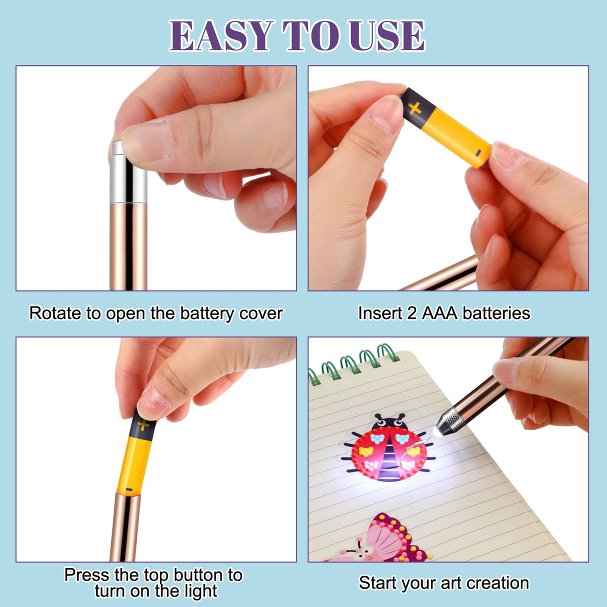 Leriton 4 Pcs LED Weeding Tools for Vinyl with Light Vinyl Weeding Tool with Pin and Hook Lighted Pin Pen Weeding Tool for Removing Iron on Tiny Leriton