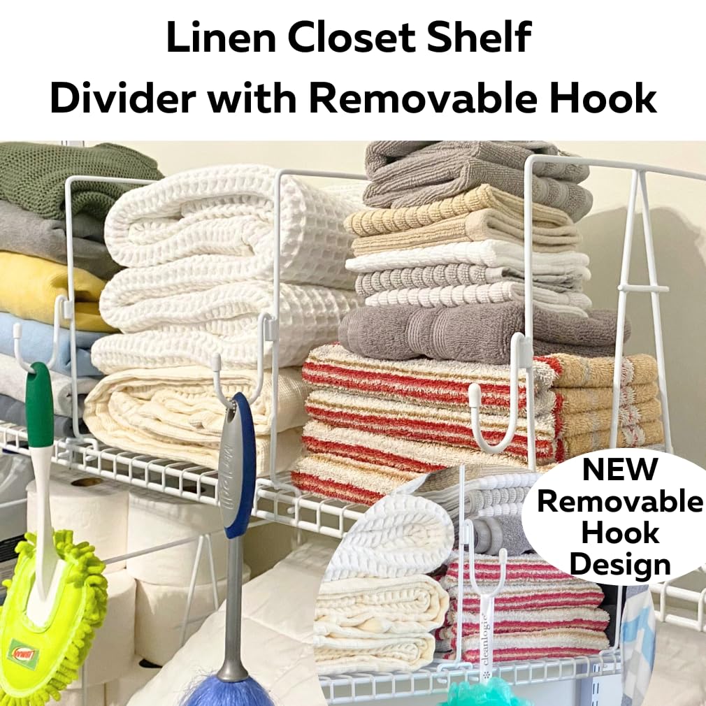 Evelots Wire Shelf Dividers 10 Pack with New Patent Pending Hooks for Extra Closet Storage & Organization for Home or Office -Tall Shelf Evelots