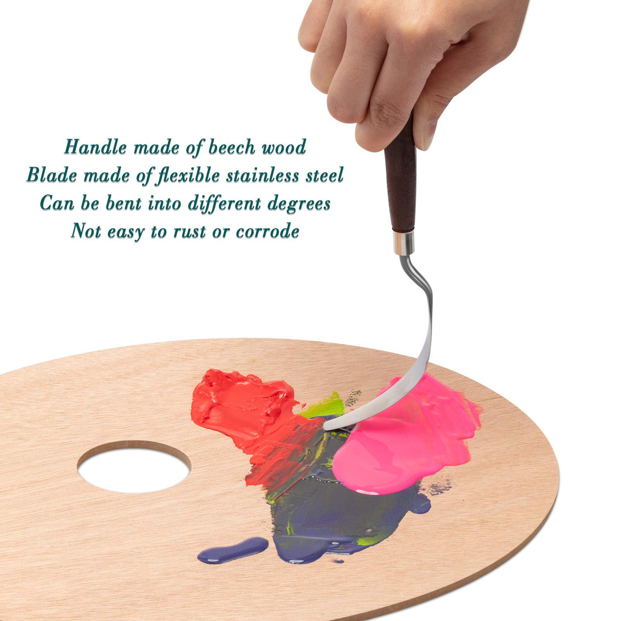 7 Pieces Painting Knife Set Spatula Palette Knife Stainless Steel Painting Mixing Scraper Oil Painting Accessories with Wood Handle for Art and Paint Honoson