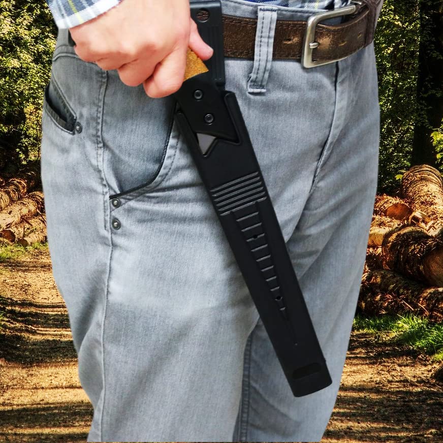 KAKURI Japanese Pruning Saw with Sheath 8.2" Made in JAPAN, Japanese Hand Pull Saw for Gardening and Camping, Non-Slip Cork Handle KAKURI