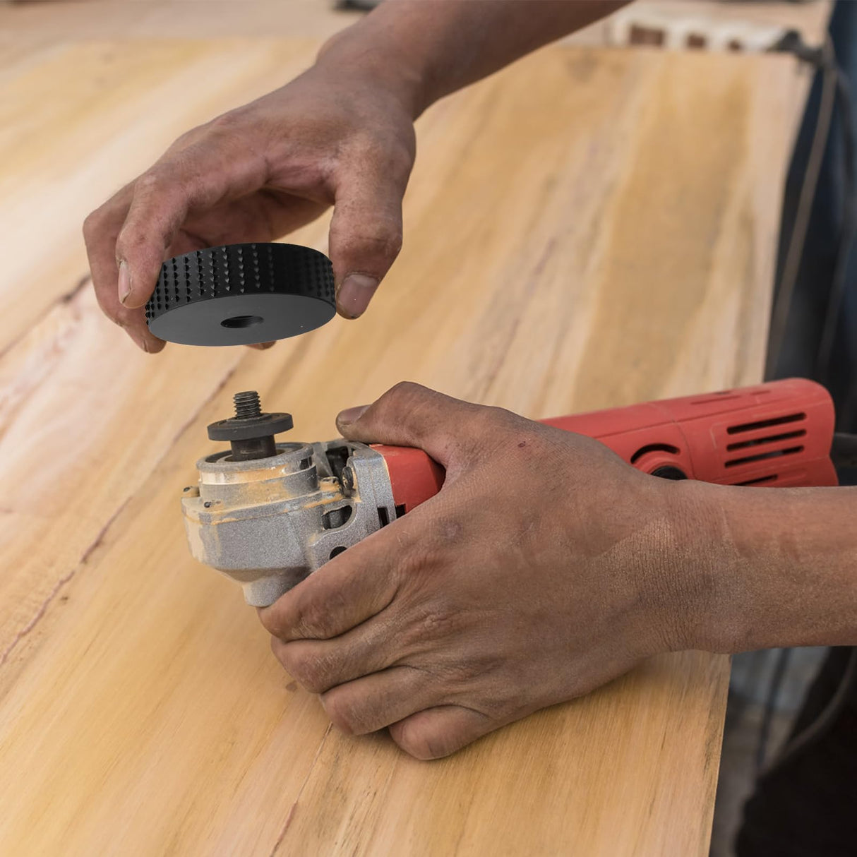 Hedume Set of 5 Angle Grinder Wood Carving Disc for 4" or 4 1/2" Attachments with 5/8 inch Arbor, Stump Tool Grinding Wheel Shaping, Wood Shaping Hedume