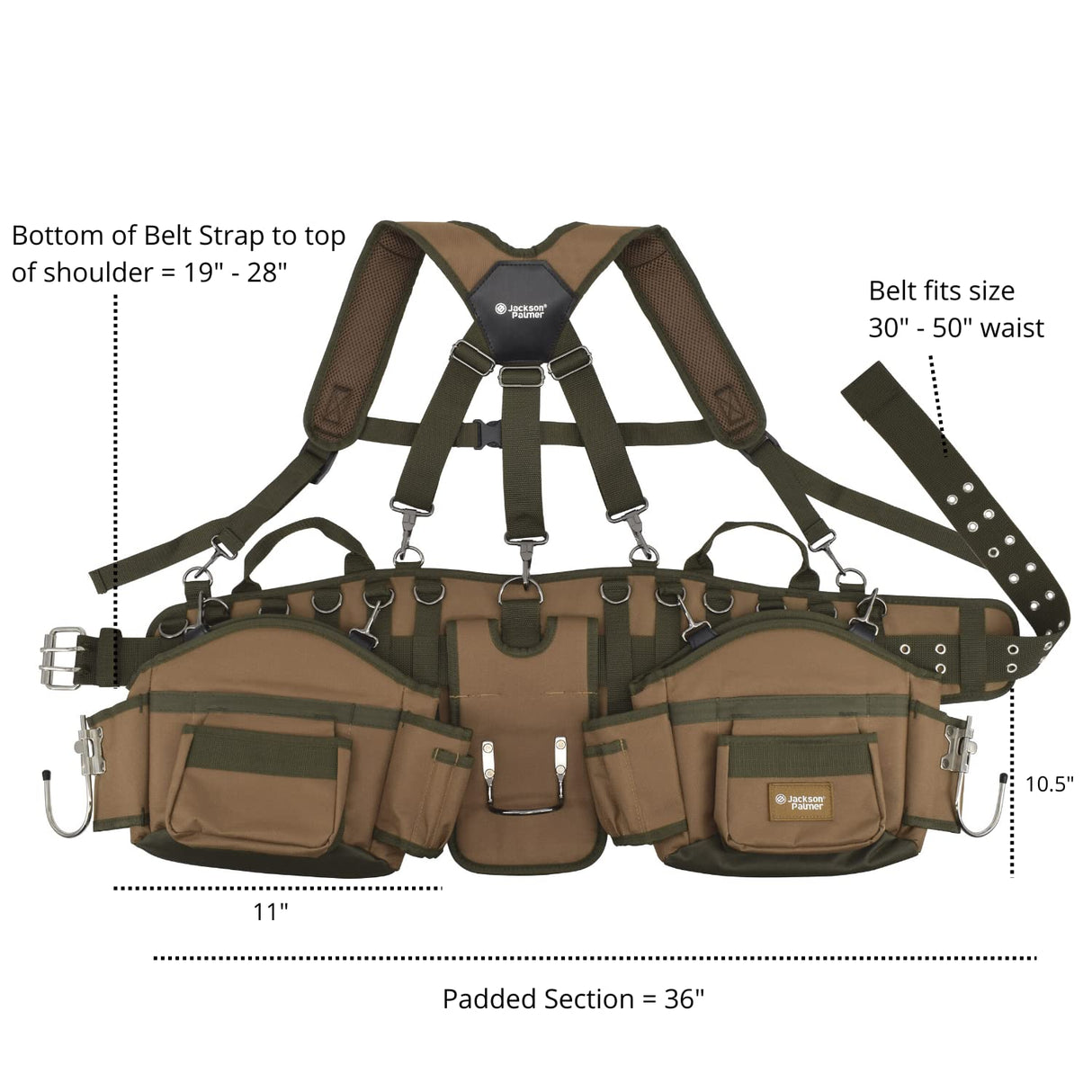 JACKSON PALMER Professional Tool Belt - Tan & Green (Comfort Rig Tan & Green) Jackson Palmer