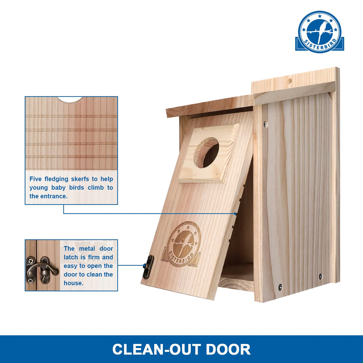 SISTERBIRD Bird Houses for Outside 1-1/2" Entrance Hole Cedar Wild BirdHouses with Wood Guard Outdoor Bluebird Wren Swallow Finch Assembly Required SISTERBIRD