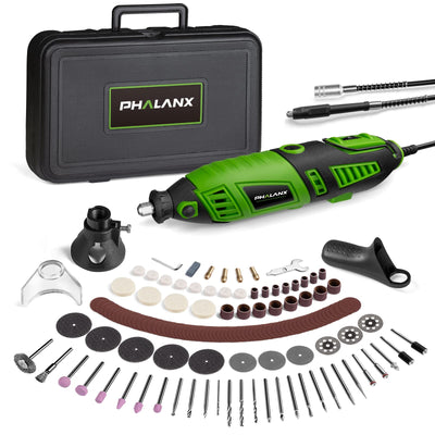 180W Rotary Tool Kit, 1.5-Amp PHALANX 6 Variable Speed with Flex Shaft, 8000-32000RPM Multi-Tool& 139pcs Accessories Kit, Power Multiuse Set Prefect