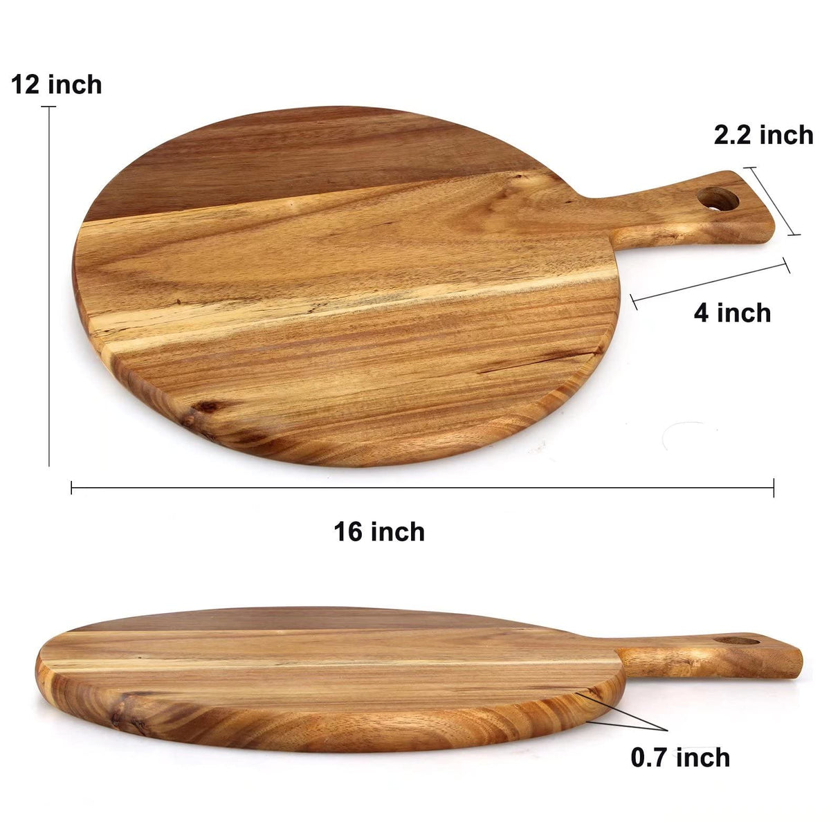 Acacia Wood Cutting Board with Handle Wooden Chopping Board Round Paddle Cutting Board for Meat Bread Serving Board Charcuterie Boards Chopping Ayiaren