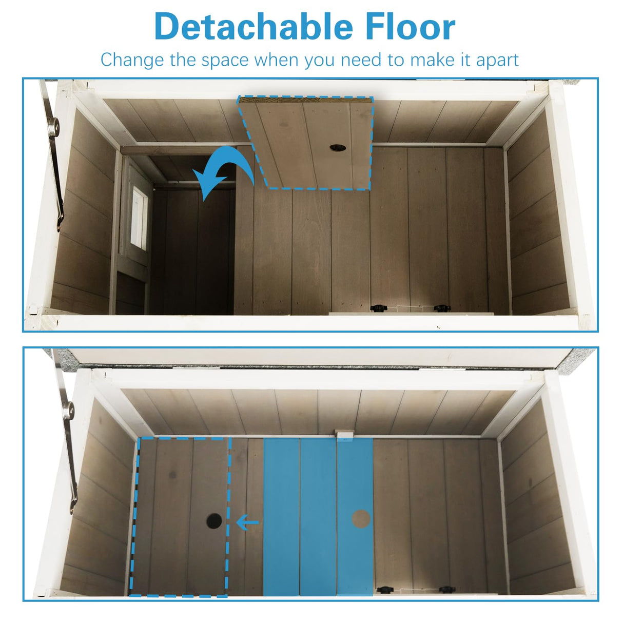 Gowoodhut Feral Cat Shelter Outdoor Weatherproof - Two Story Wooden Cat House Outside Feral Cat House with Balcony Waterproof, Escape Door Gowoodhut