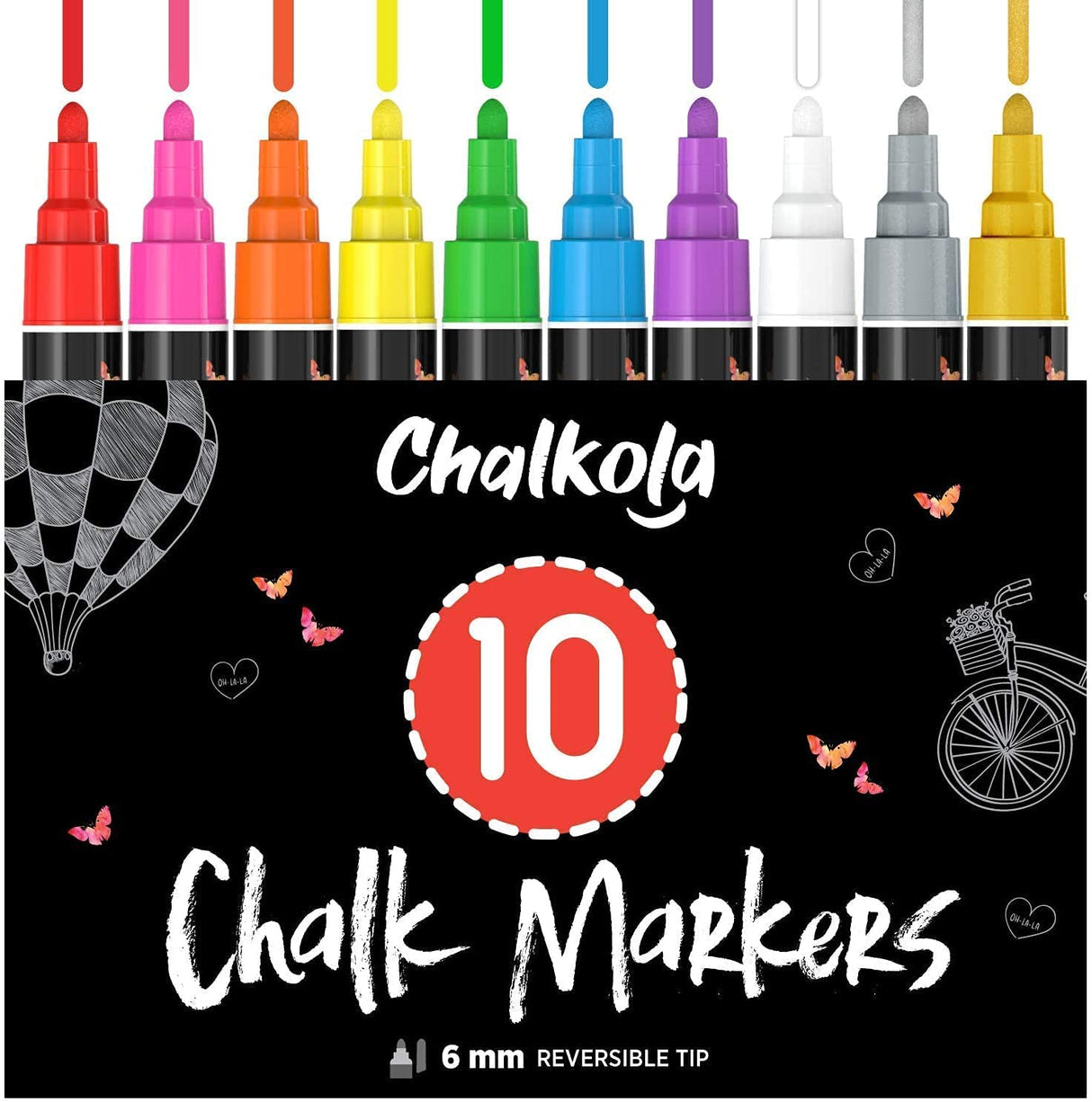 Chalkola Art Bundle - 10 Bold Colors + Natural Spray Cleaner Chalkola