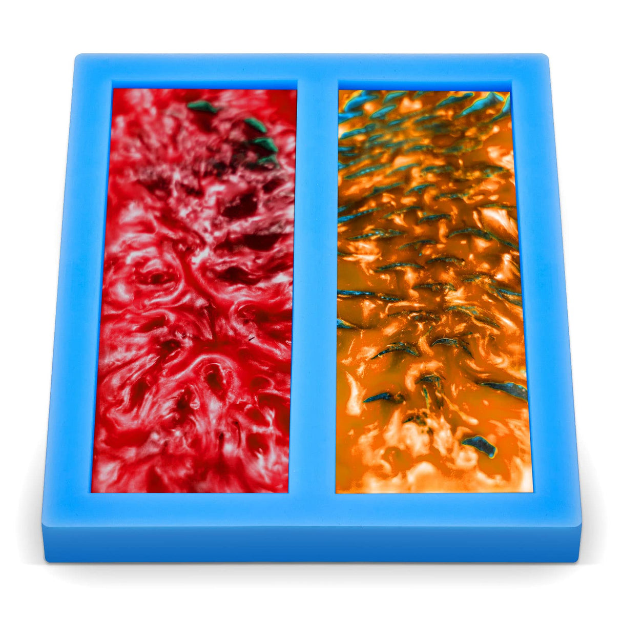 Double Cavity Silicone Knife Scale Mold Casting Resin Knife Mold for Bottle Stopper DIY Craft Making Supplies, 0.4 x 2 x 6 Inches, Blue Tessco