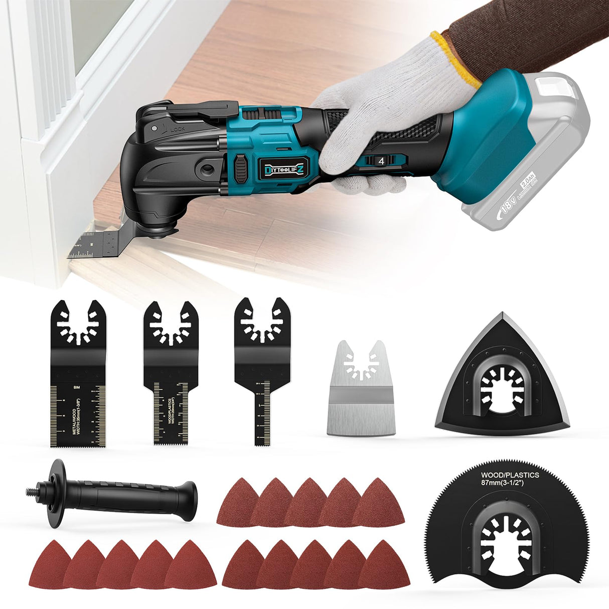 Cordless Oscillating Tool for Makita 18V Battery, 6 Variable Speed Brushless-Motor Tool, Oscillating multi tool kit for Cutting Wood Drywall Nails DIYtoolifz