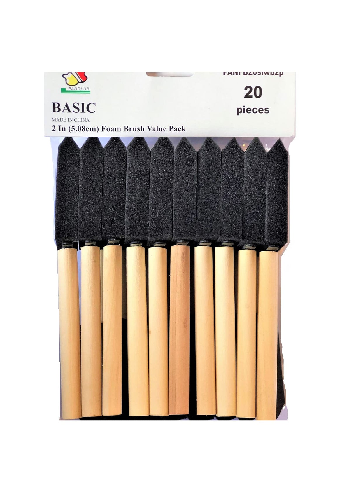 PANCLUB Foam Paint Brush Set 2 inch, Sponge Brush Paint 20 Pack with Wood Handles,Great for Art, Varnishes, Acrylics, Stains, Crafts PANCLUB