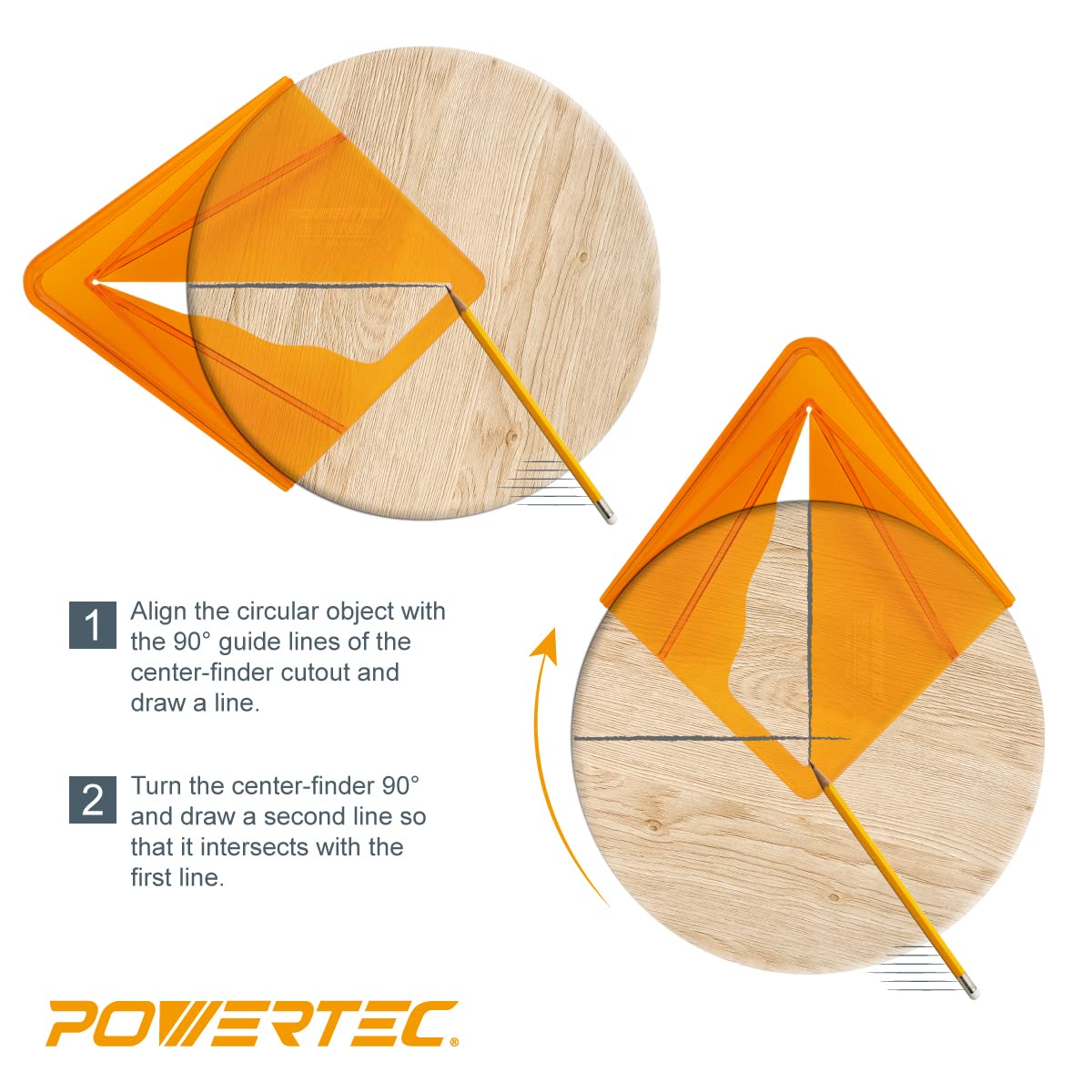 POWERTEC 71080 Plastic Center Finder – Wood Turner Tools Series POWERTEC