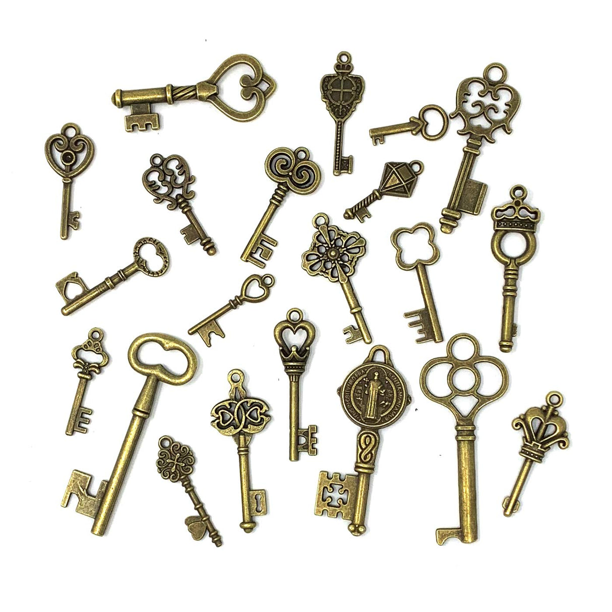 125 PCS Vintage Skeleton Key Set Charms, JIALEEY Mixed Antique Style Bronze Brass for Pendant DIY Jewelry Making Wedding Party Favors JIALEEY