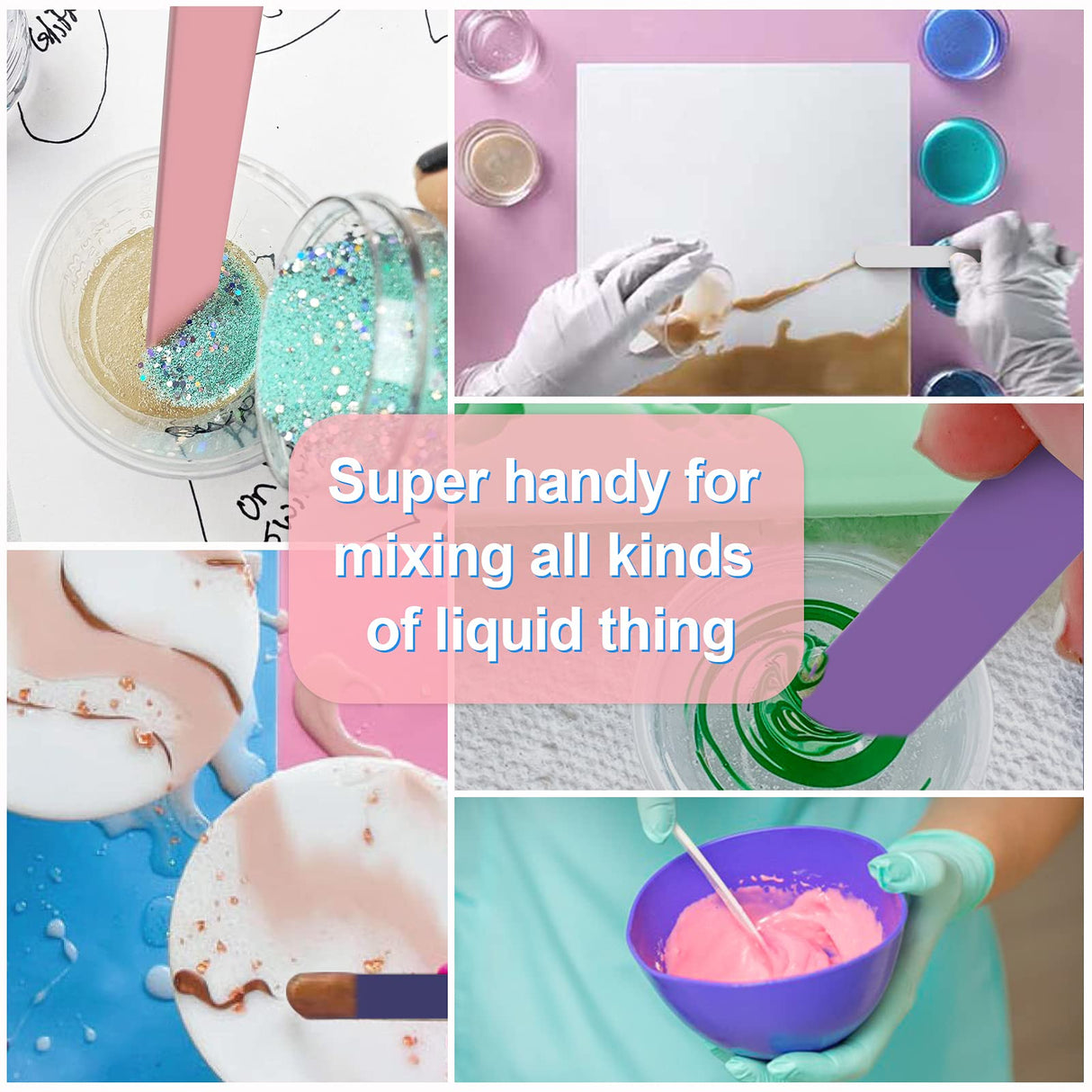 HTVRONT Stir Sticks for Epoxy Resin, 20PCS PVC Mixing Sticks, 4 Colors Reusable Plastic Stirring Sticks for Mixing Resin, Epoxy, Liquid, Paint, HTVRONT