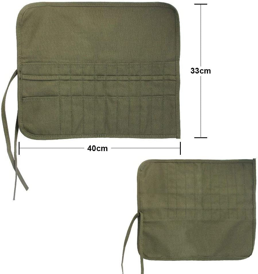 Paint Brush Holder, 22 Slots Paint Brush Storage for Acrylic Oil Watercolor Gouache Artist Paint Brush Roll Canvas Pouch, Silver White Holds 100 WoodArtSupply