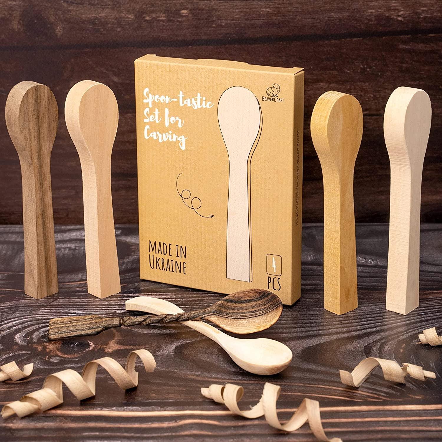 Wood Carving Spoon Blank Unfinished Wood Carving Spoon Carving Kit Wooden Blank Spoon - WoodArtSupply