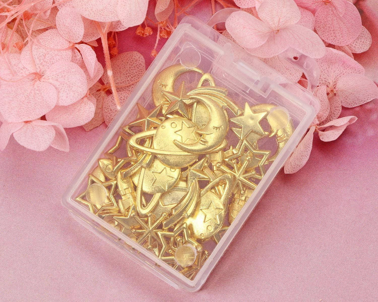 Cosmos Themed Resin Fillers Charms Beads 42Pcs Gold Alloy Star Moon Planet Filling Accessories for Epoxy Resin Craft Jewelry Making (Gold) WoodArtSupply