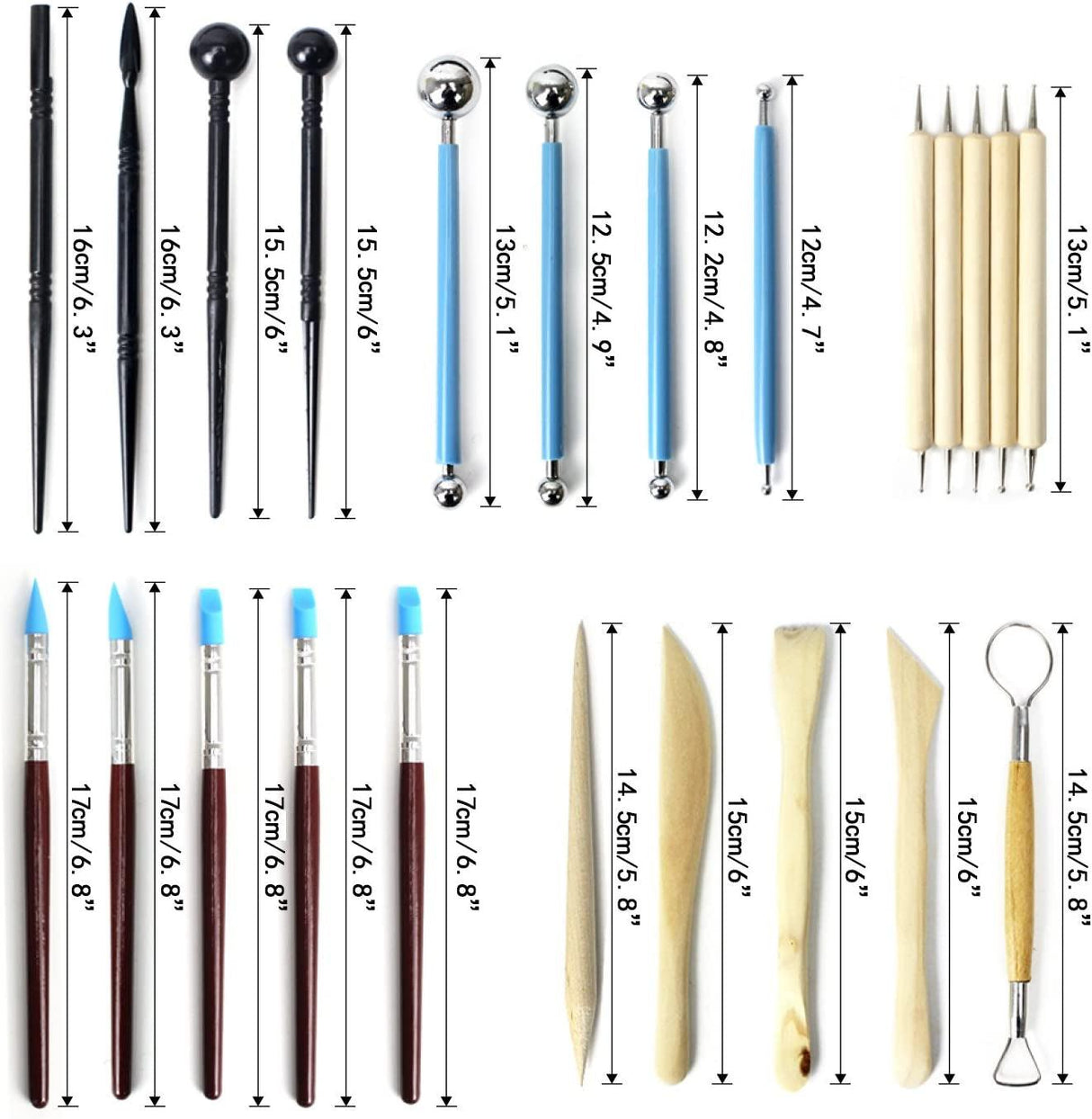 Clay Tools, 24Pcs Polymer Clay Tools, Modeling Clay Sculpting Tools Set Pottery Tools WoodArtSupply