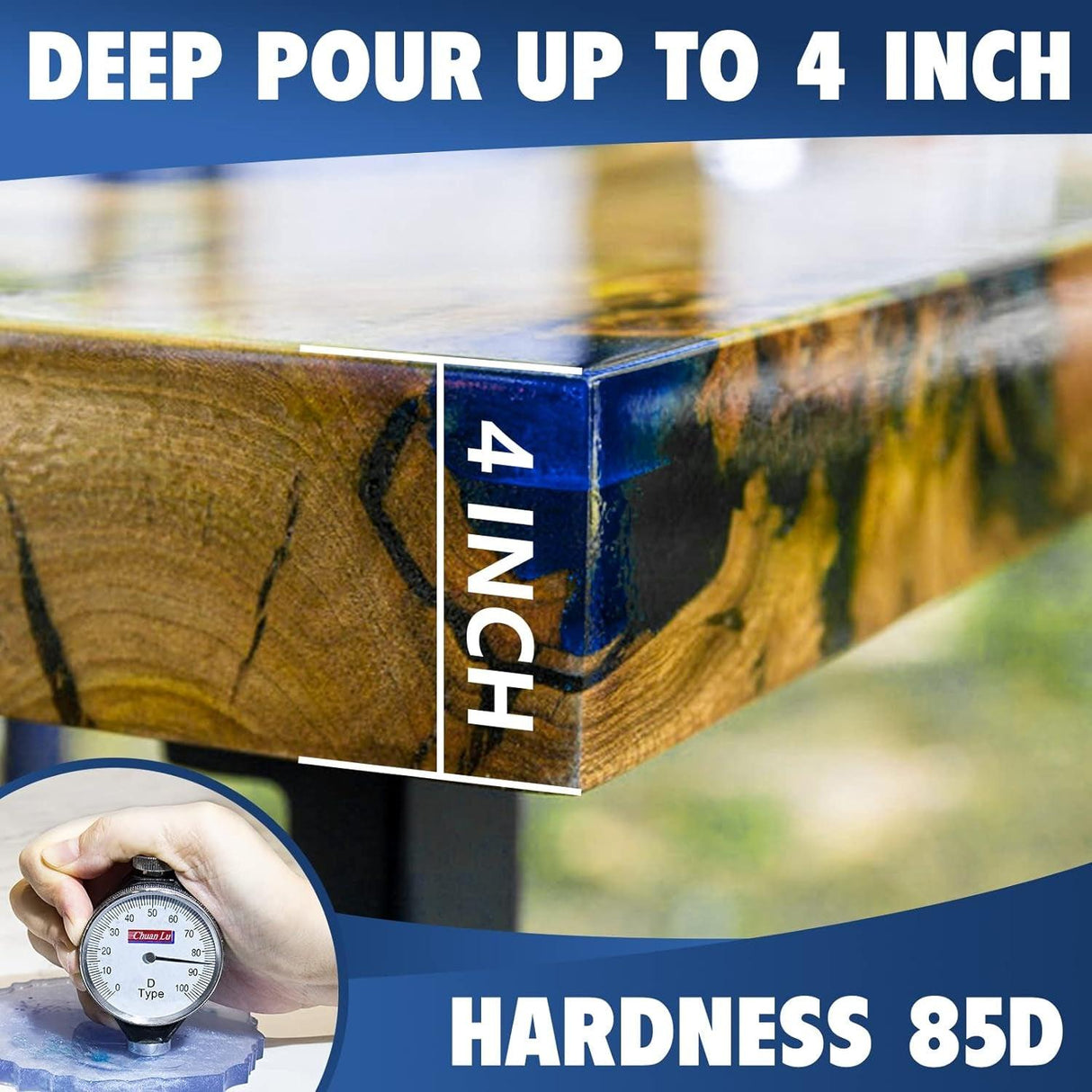 Deep Pour Epoxy Resin 1.5 Gallon, 2 to 4 Inch Depth Clear Epoxy Resin Kit with Mixer, Bubble Free, Low Odor 2:1 Casting Resin for Table Top, WoodArtSupply