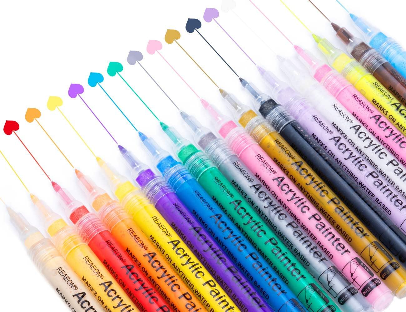 Acrylic Paint Pens, 24 Colors Dual Tip Brush Paint Markers