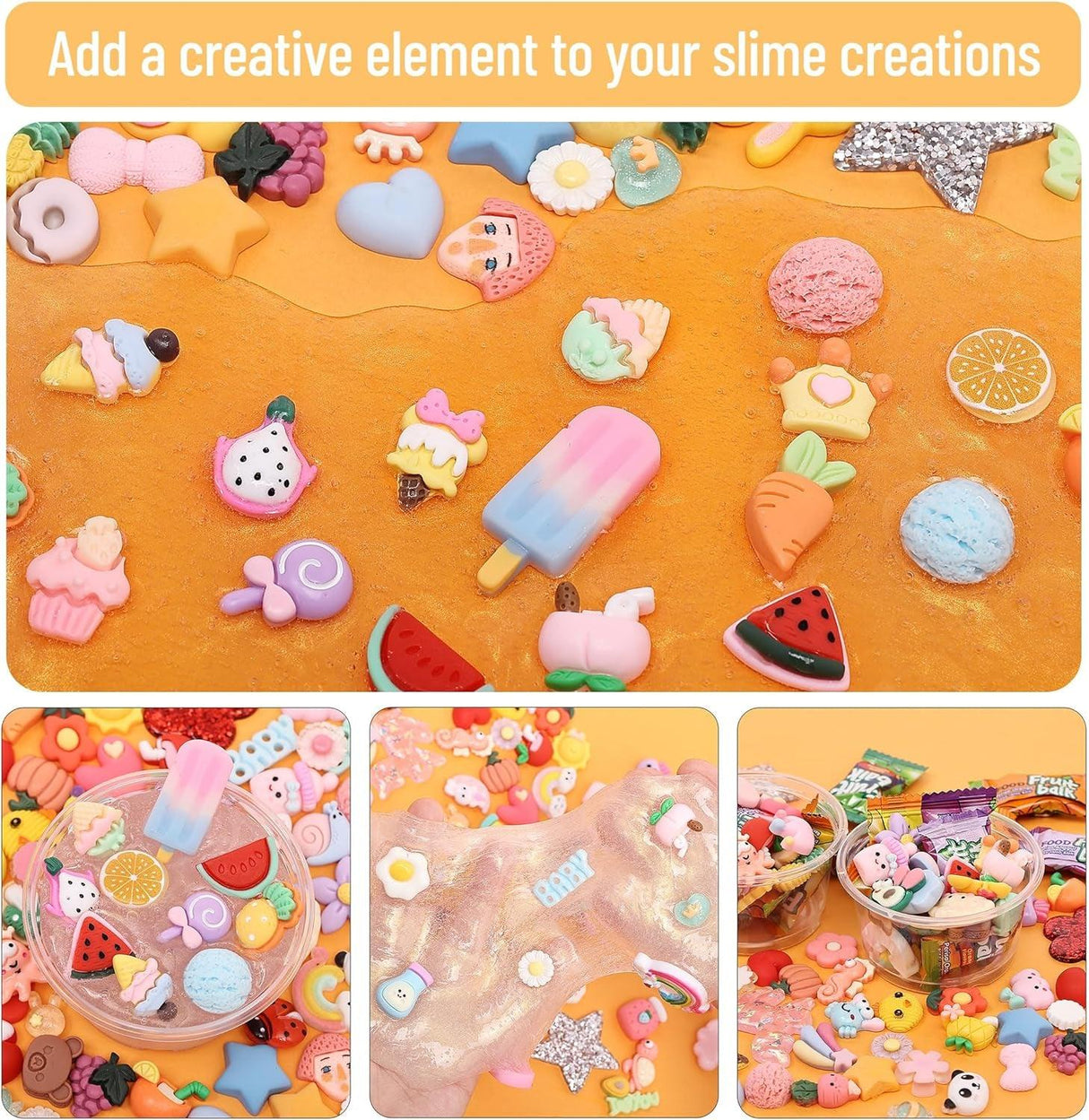 Slime Charms, 100 Pcs, Resin Charms, Charms for Slime, Cute Charms, Flatback Resin Charms, Fake Candy Charms, Flatback Charms, Resin Flatback Charms, WoodArtSupply