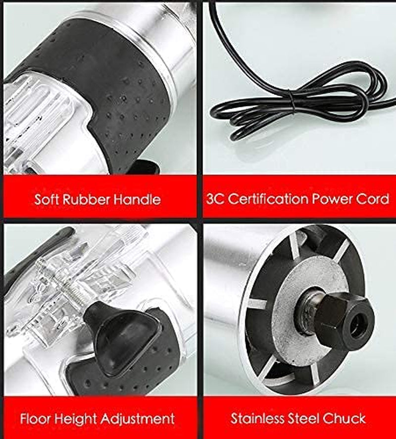 Wood Router,Router Tool Wood Trimmer Router Electric Hand Trimmer Laminate Milling Engraving Hand Machine Joiner Tool Electric for Slotting Trimming WoodArtSupply