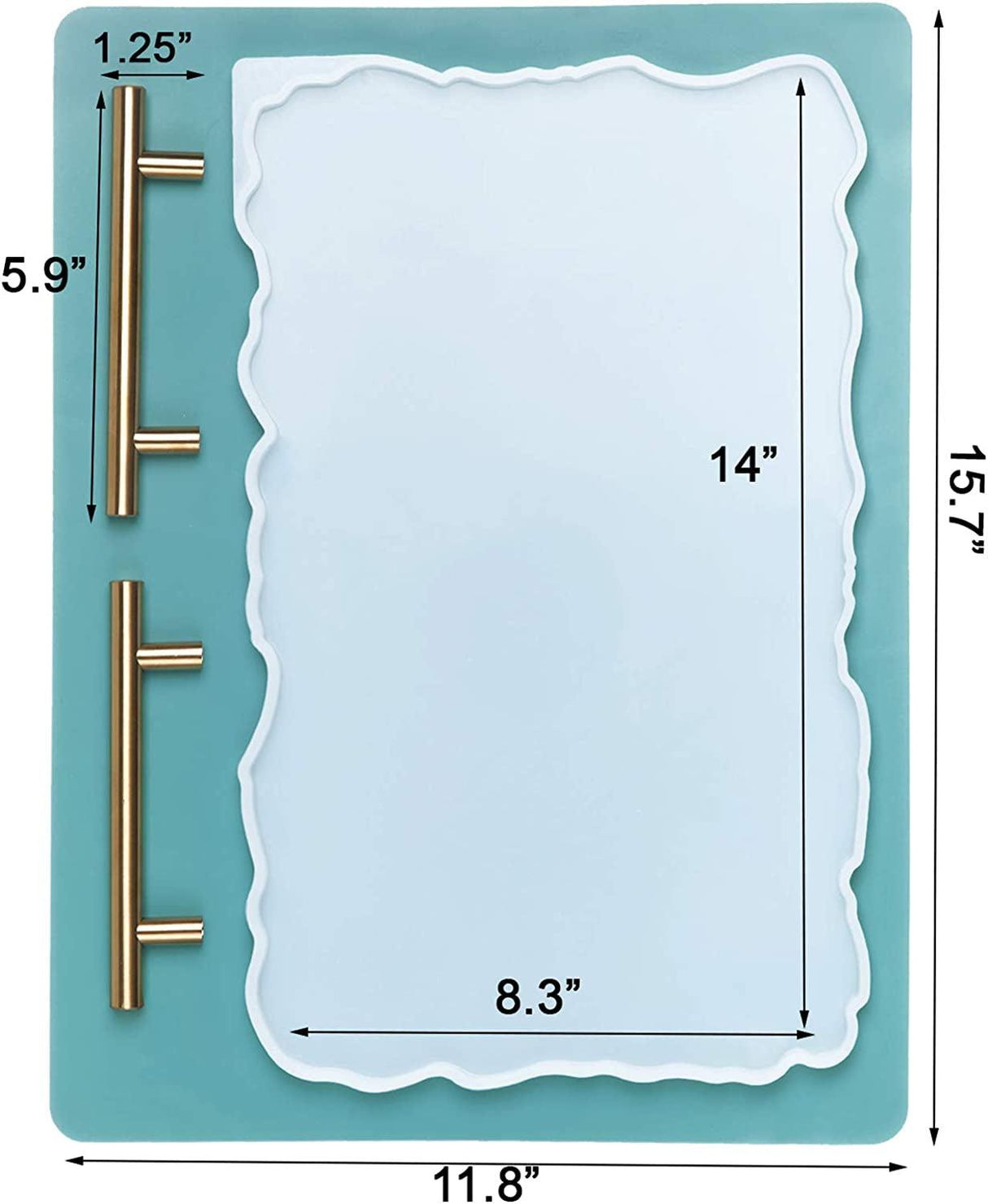 Tray Mold Geode Agate XL Silicone Tray Mold & Gold Handles with A3 Extra Large Silicone Sheet for DIY Crafts, Epoxy Resin Casting Molds for Making WoodArtSupply