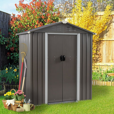 Vongrasig 5 x 3 x 6 FT Outdoor Storage Shed Clearance with Lockable Door Metal Garden Shed Steel Anti-Corrosion Storage House Waterproof Tool Shed