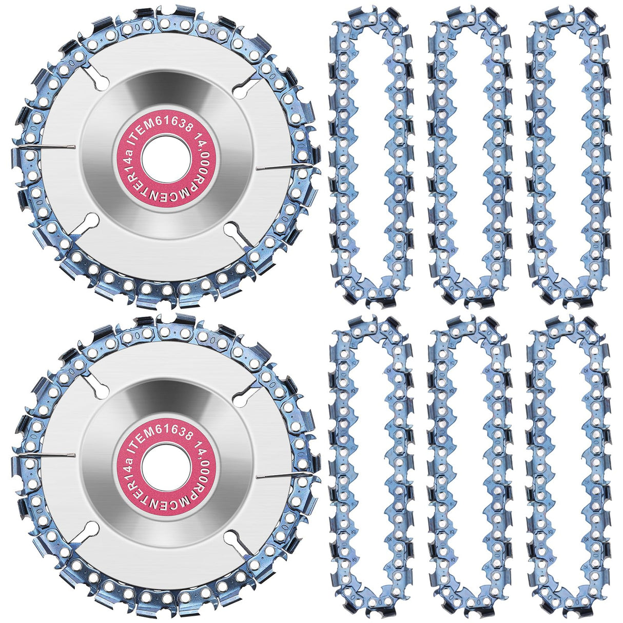 8 Pcs 5/8 Inch Wood Carving Chain Disc 4 Inch 22 Teeth Saw Blade Wood Carving Disc with Replacement Saw Chains for Chain Disc Grinding Replacement Honoson