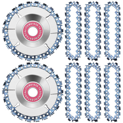 8 Pcs 5/8 Inch Wood Carving Chain Disc 4 Inch 22 Teeth Saw Blade Wood Carving Disc with Replacement Saw Chains for Chain Disc Grinding Replacement