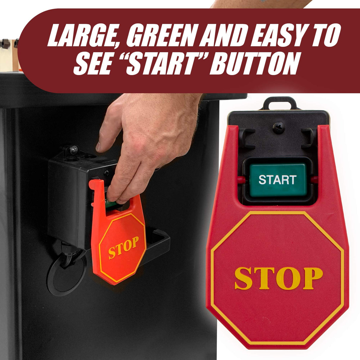 Fulton 110V Single Phase On/Off Switch with Large Stop Sign Paddle for Easy Visibility and Contact for Quick Power Downs Ideal for Router Tables Fulton