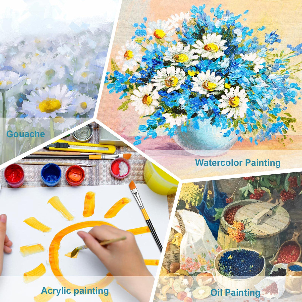 Paint Brush Acrylic Paint Brushes Angled Flat Art Paint Brush Set Small Artist Paint Brushes for Acrylic Craft, Watercolor, Oil, Gouache, Face Body Containlol