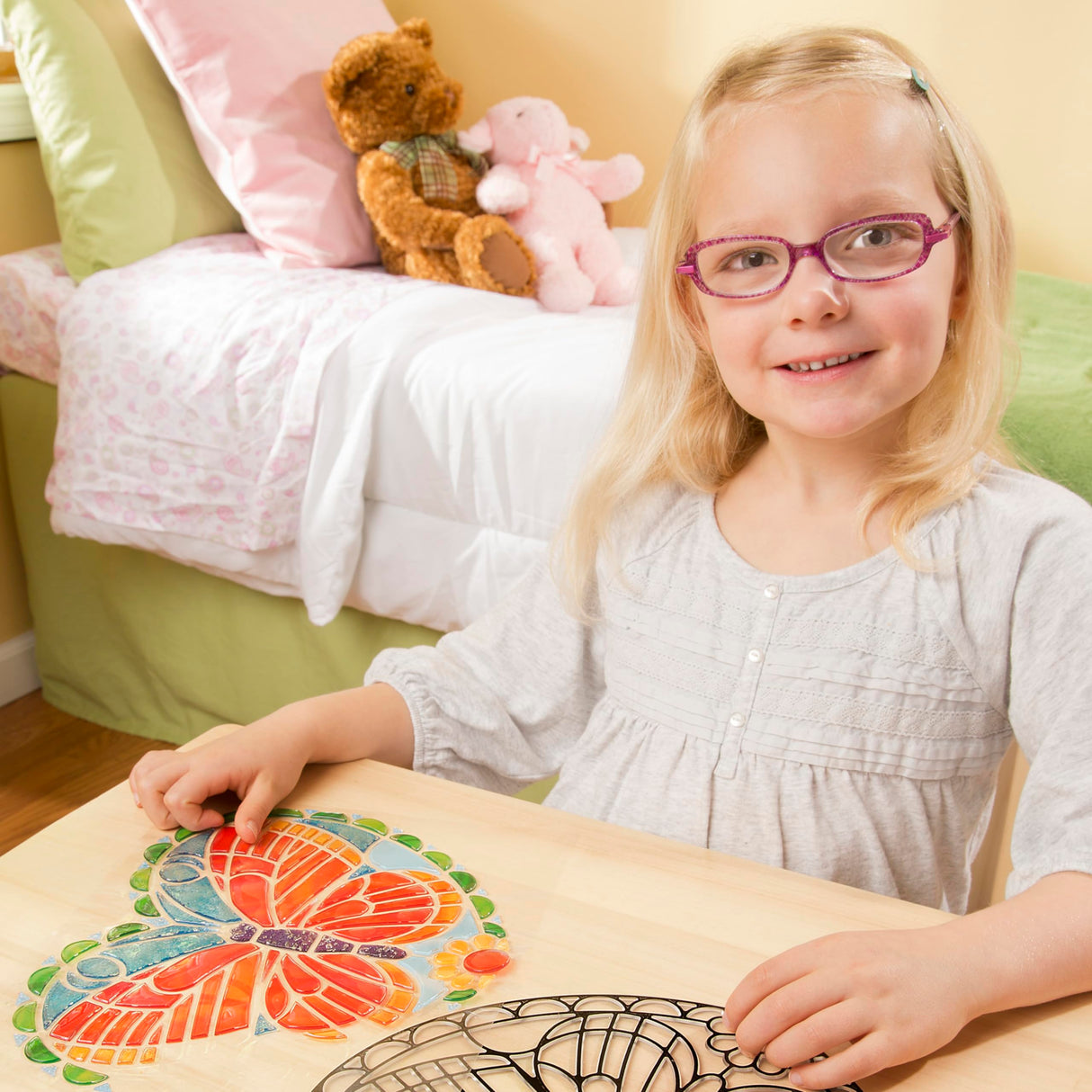 Melissa & Doug Stained Glass Made Easy Activity Kit: Butterfly - 140+ Stickers - Kids Sticker Stained Glass Craft Kit; Sun Catchers For Kids Ages 5+ Melissa & Doug