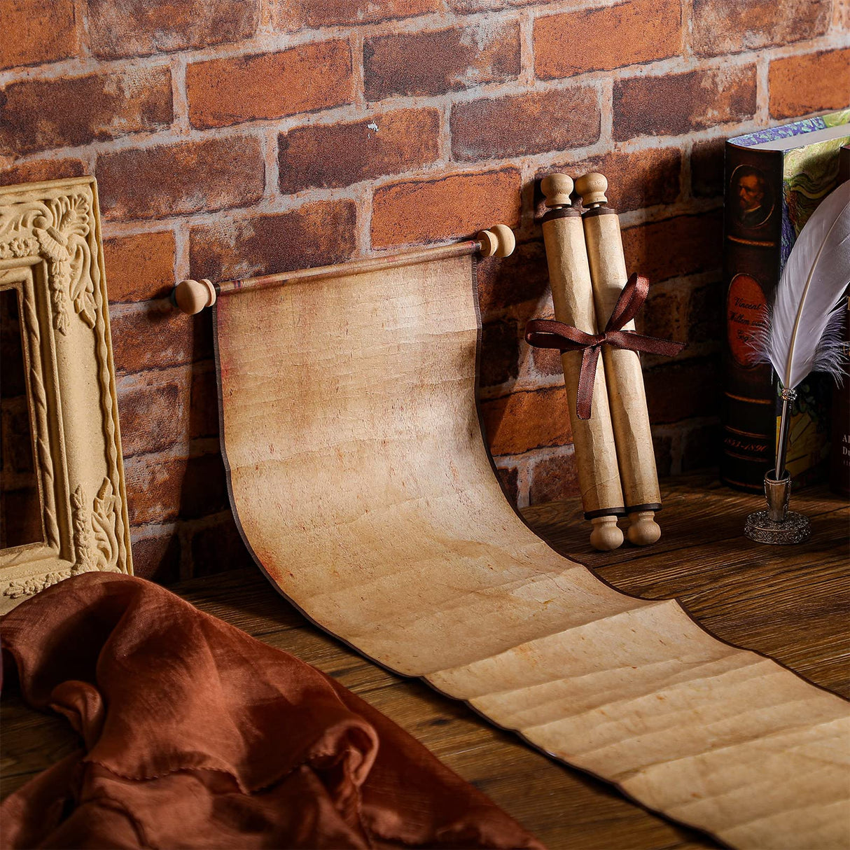 2 Pack Blank Paper Scrolls 7.5 x 31 Inches Scroll Paper Wrapped on Wood Rod for Writing, Drawing, Calligraphy, Wedding Vows, Invitation, Renaissance Epakh