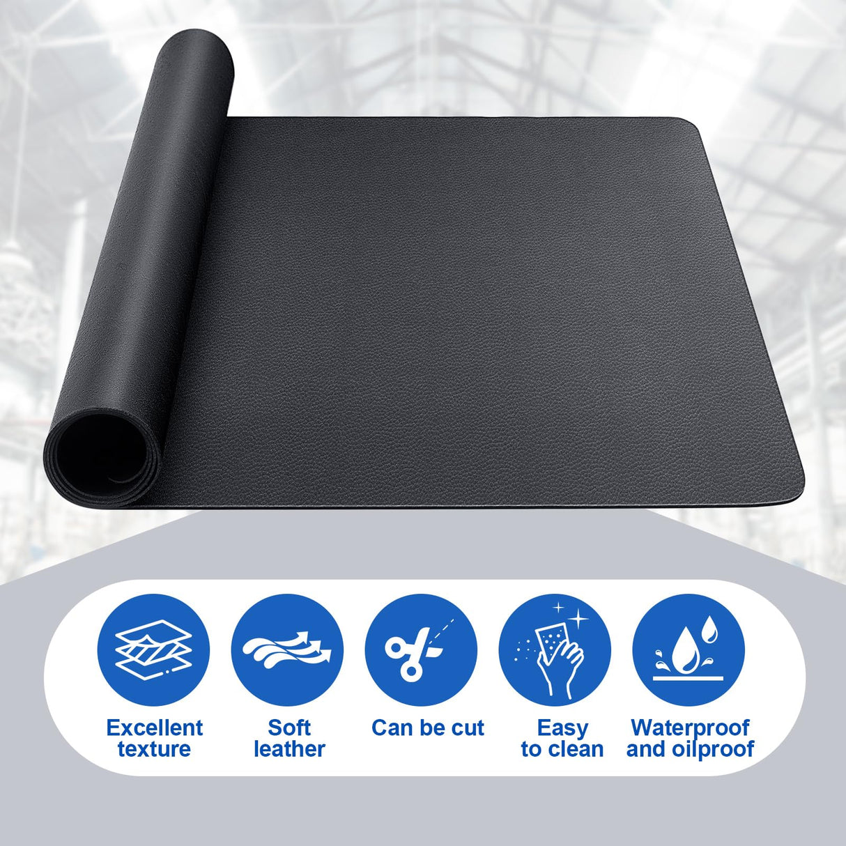 Drydiet 23.5 Inches x 47.5 Inches Black Work Bench Mat PU Leather Easy to Clean Products Bench Mat Scratch Resistant Workbench Mat for Protects Drydiet